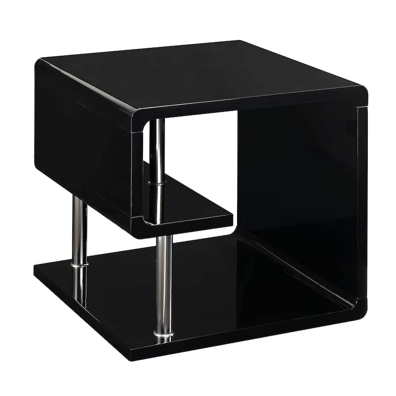 Inomata Modern Black 24-inch Wood 1-Shelf High Gloss Side Table by Furniture of America