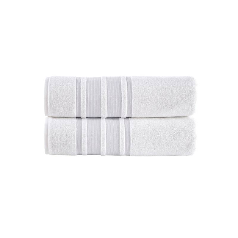 Brooks Brothers Contrast Border 2 pcs Bath Sheets - Silver