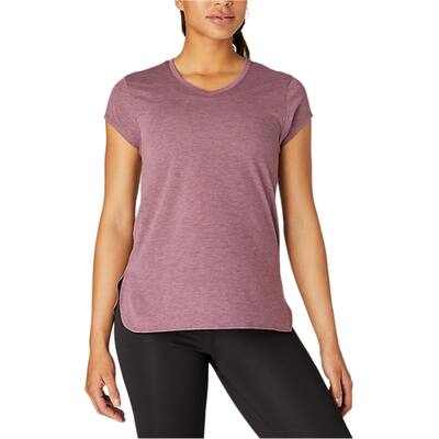ASICS Womens Heather V-Neck Basic T-Shirt, Purple, Medium