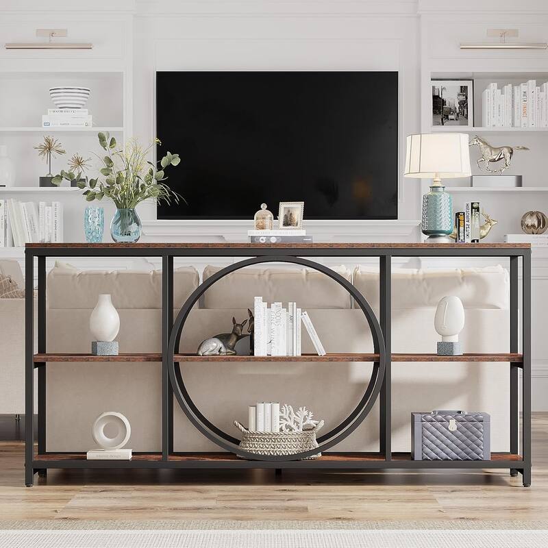 70.9" Extra Long Console Table Sofa Table Behind Couch with Wood Storage Shelves Metal Frame for Entryway/Living Room/Hallway