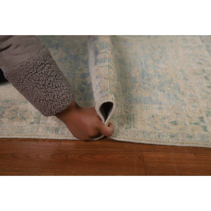 Vegetable Dye Oushak Turkish Oriental Area Rug Handmade Wool Carpet - 3'11" x 4'11"