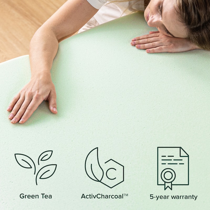 Priage by Zinus 4 inch Green Tea Memory Foam Mattress Topper