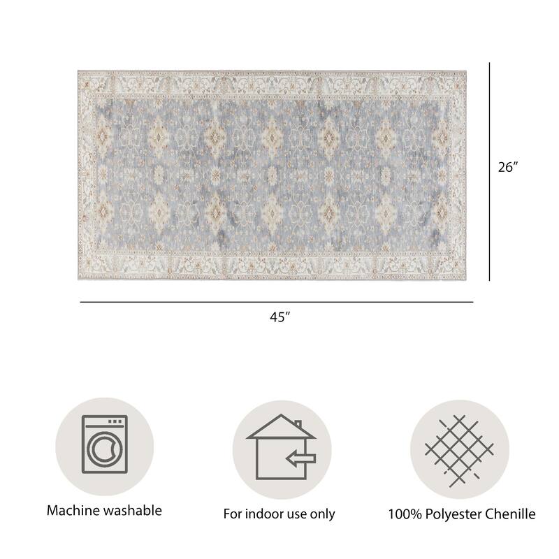Creative Home Ideas Washable Skid-Resistant Chenille Rug