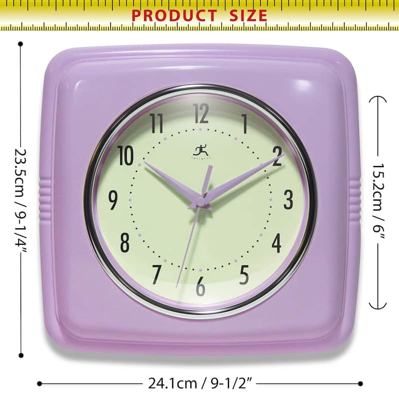 Infinity Instruments Retro 9.25-inch Square Wall Clock - 9.25 x 1.875 x 9.5