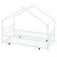 preview thumbnail 8 of 14, White Twin Size Metal House Bed with Trundle & Roof
