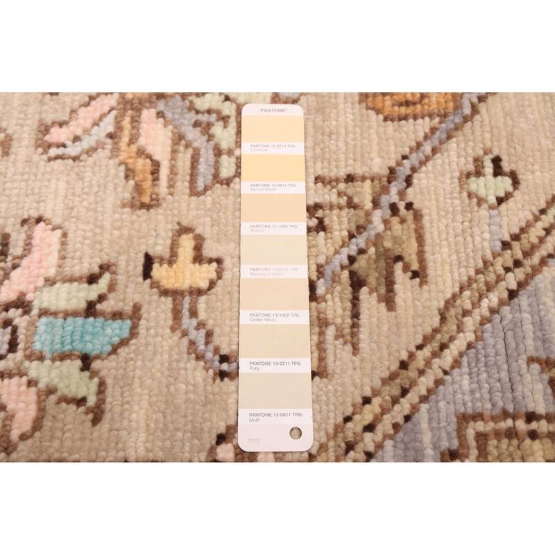 ECARPETGALLERY Hand-knotted Modern Oushak Light Khaki Wool Rug - 10'3 x 13'11