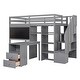 preview thumbnail 18 of 26, Twin Loft Bed with 4-Tier Built-in Shelves, Pull-Out Desk, Storage Stairs, Blackboard Slat Support Loft Bed for Kids Teens