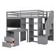 preview thumbnail 11 of 10, Twin Size Loft Bed with Pullable Desk, Storage Shelves, Staircase, and Blackboard - Solid Wood Frame for Space-Saving Design
