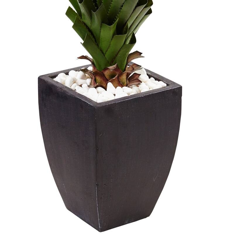 Plant 4.5Ft - Tall Faux Plant in Black Planter with River Rocks - Indoor Outdoor Decor