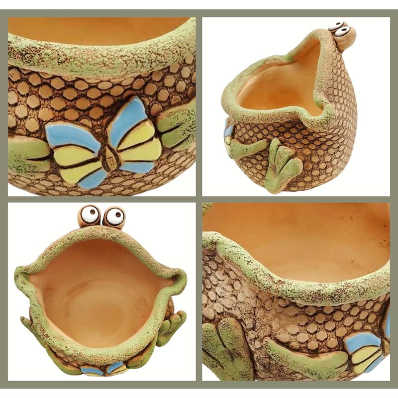 Golden Ceramics Handmade Flower Pot Planter - Frogling - 6.3"x 7.1"