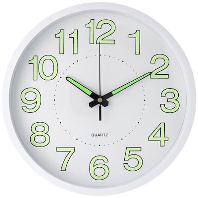 Wall Clock, Silent Non Ticking Battery Operated Modern Glow-In-The-Dark Clocks for Home 12 x 12 x 1.6 inch - 12 x 12 x 1.6 inch