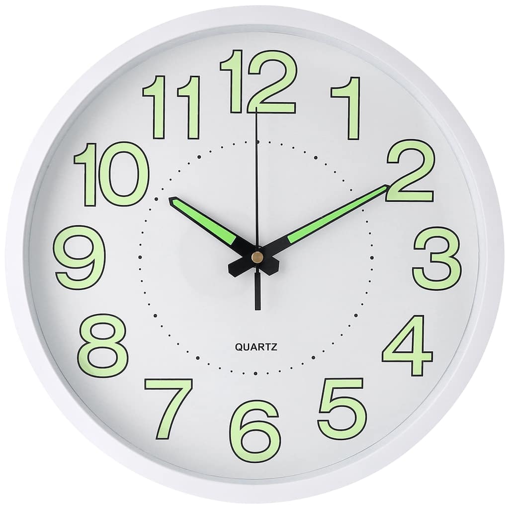 Wall Clock, Silent Non Ticking Battery Operated Modern Glow-In-The-Dark Clocks for Home 12 x 12 x 1.6 inch - 12 x 12 x 1.6 inch