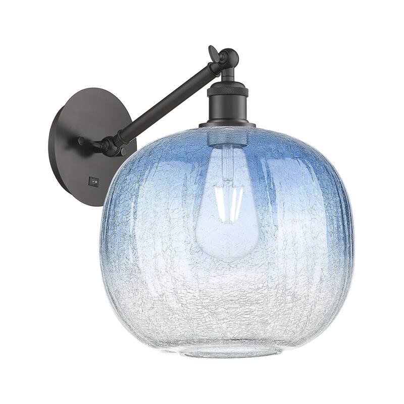 Innovations Lighting 317-1W-12-11 Brookhaven Sphere Sconce Brookhaven - Oil Rubbed Bronze / Sapphire Blue