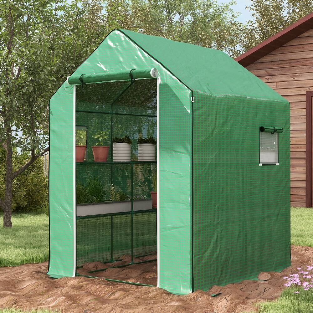 Outsunny 4.6' x 4.7' Portable Greenhouse, Water/UV Resistant Walk-In Small Outdoor Greenhouse