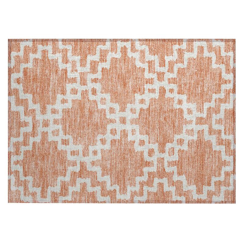 Machine Washable Indoor/ Outdoor Chantille Trellis Geo Rug