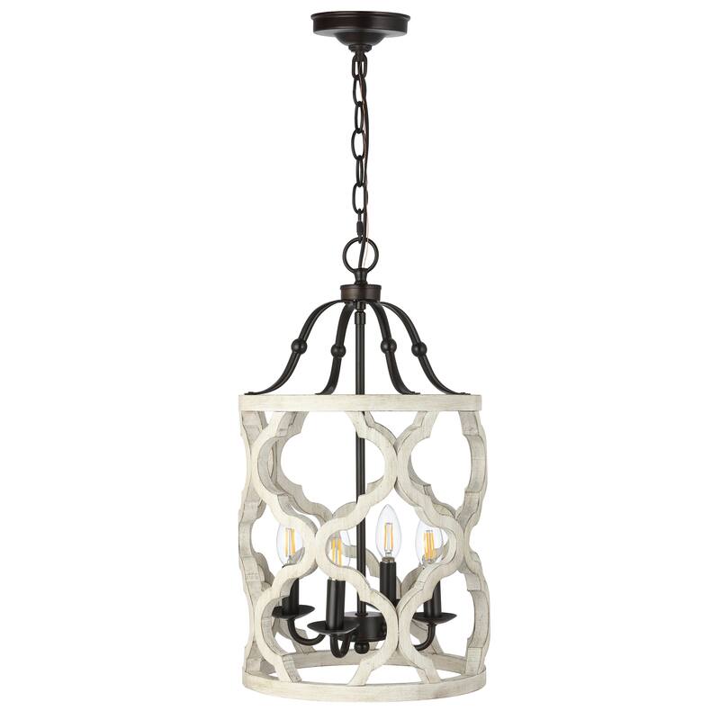 SAFAVIEH Lighting Riona Pendant - 12"x12"x26-98" - Oil Rubbed Bronze (Black) /White - 12Wx12Dx74H