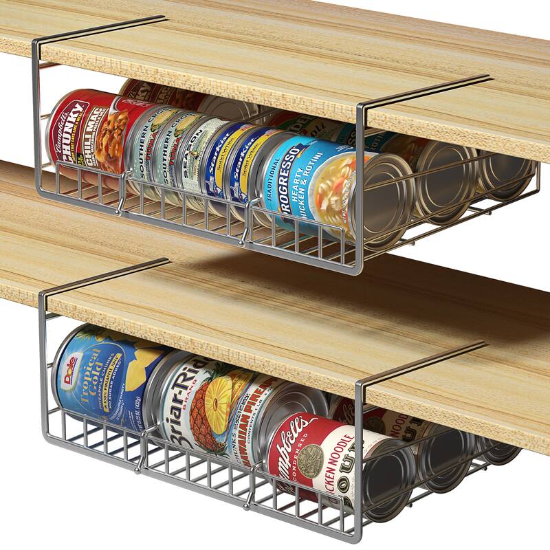Sorbus Under Cabinet Multipurpose Storage Metal Shelf with Dividers (2-Pack) - 14.75” L x 11” W x 7” H