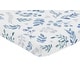 preview thumbnail 2 of 1, Floral Leaf Baby Boy Girl Fitted Mini Portable Crib Sheet - Blue Grey White Boho Watercolor Botanical Flower Woodland Tropical