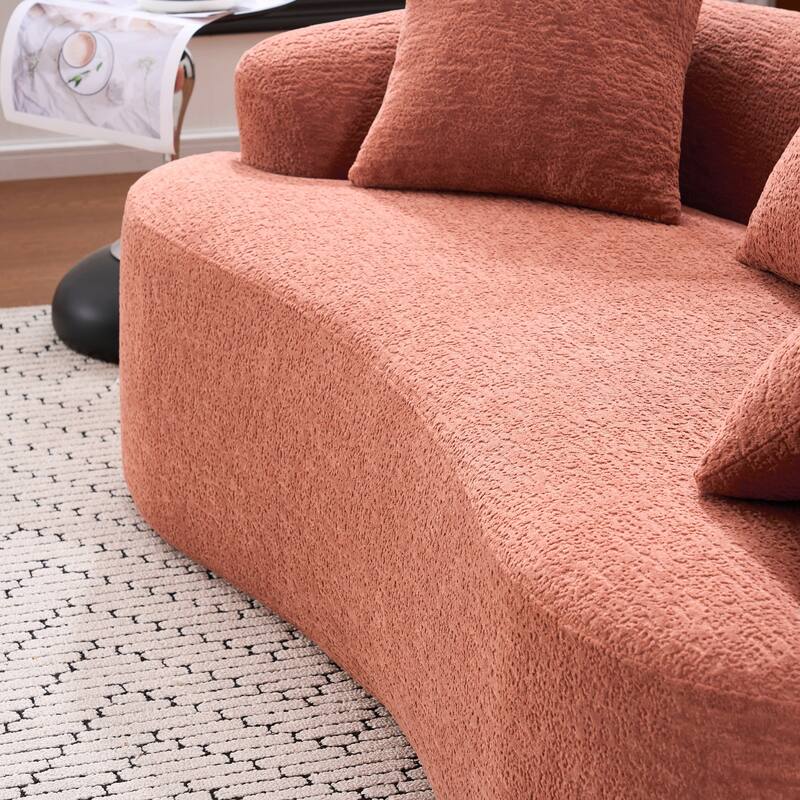 Characteristic Loveseat Sofa Couch with 3 Decorative Pillows, Curved 2-Seater Sofa Couch for Apartments