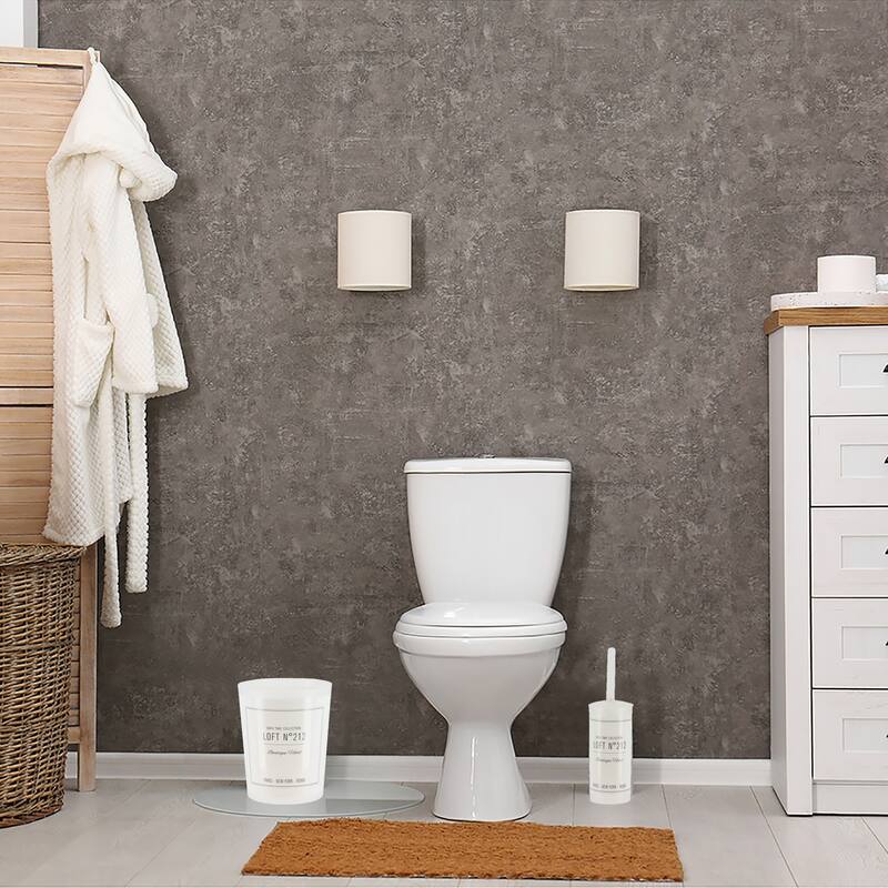 Efficient Plastic Toilet Brush & Holder Set - 3.8" L x 3.8" W x 13.8" H