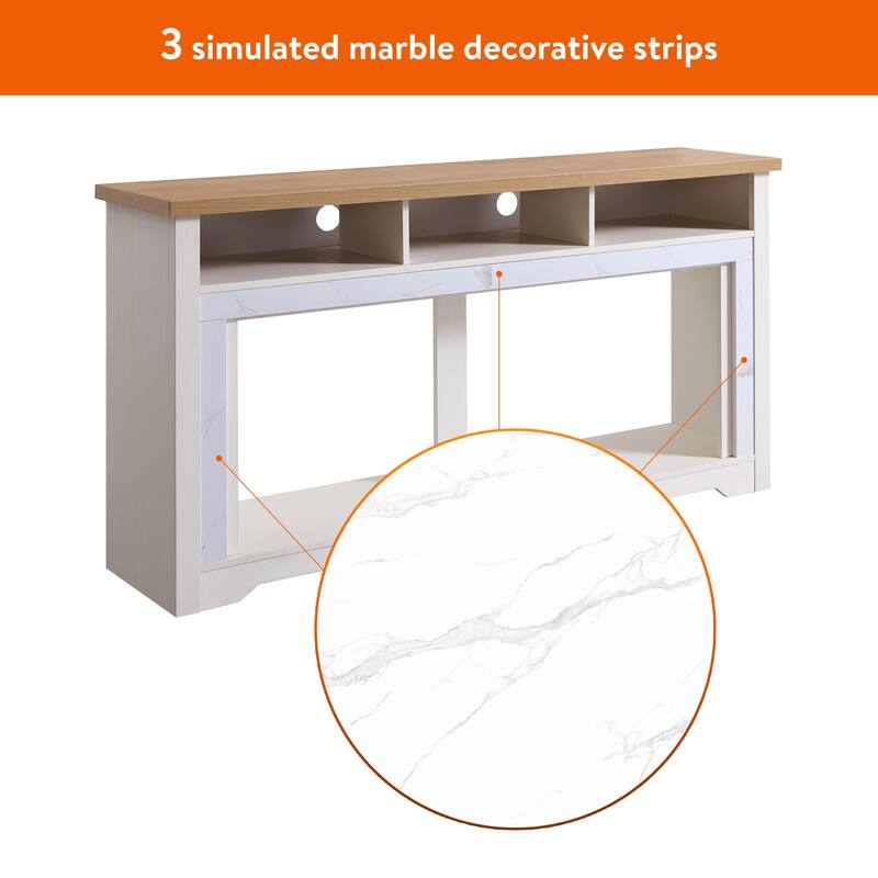 Farmhouse Fireplace TV Stand for TVs up to 80", Media Console Table with 60" Smart Electric Fireplace, White