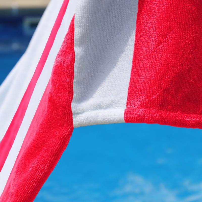 100% Cotton Cabana‑Stripe Lounge Chair Cover Terry Towel with Fitted Pocket & Back Flap Set of 2