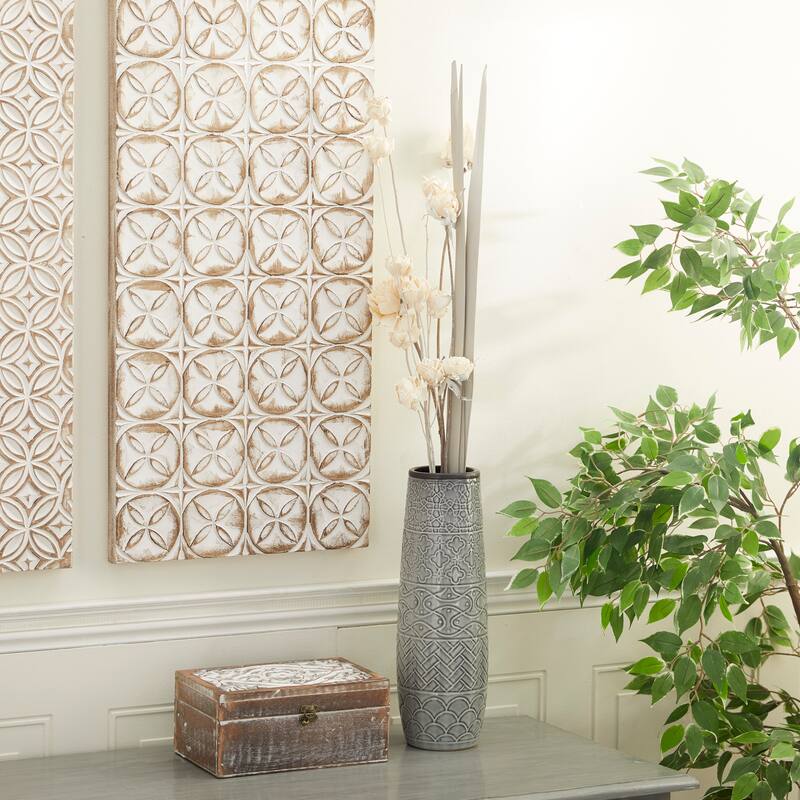 White Wood Coastal Natural Foliage (Set of 2) - 5 x 3 x 38