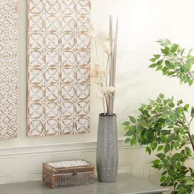 White Wood Coastal Natural Foliage (Set of 2) - 5 x 3 x 38