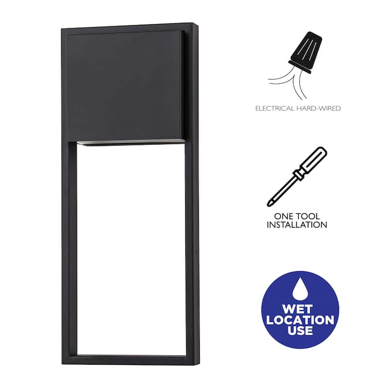 1-Light Matte Black Integrated LED Outdoor Wall Light Sconce