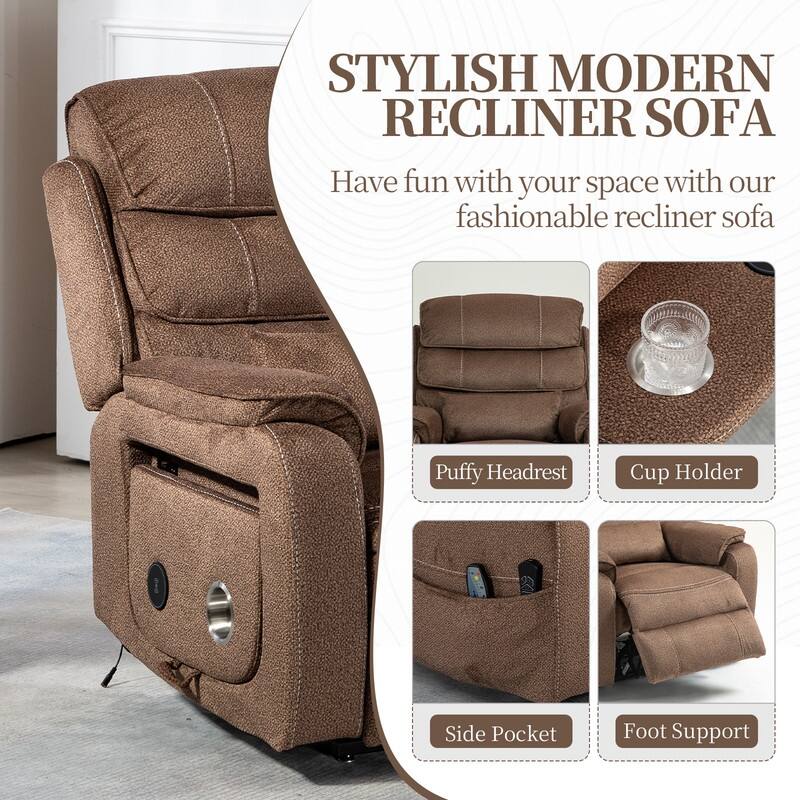 Deluxe Version Dual Motors Power Lift Recliner,Lay Flat 74.8 " Length,100% Polyester,Message/Heat,Eazy Assemble