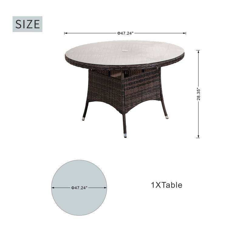 5-piece Outdoor Dining Set - PE Wicker Chairs & Tempered Glass Table