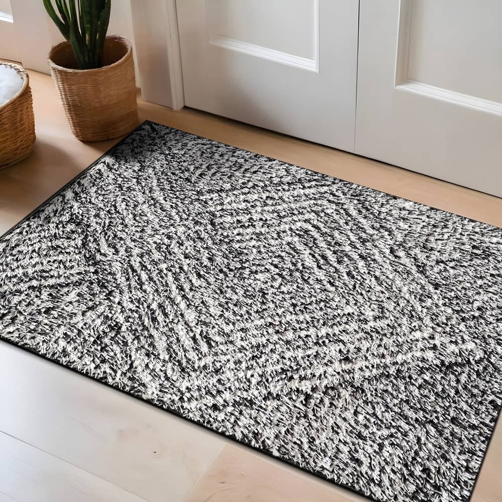 World Rug Gallery Minimal Stripe Geometric Shag Area Rug