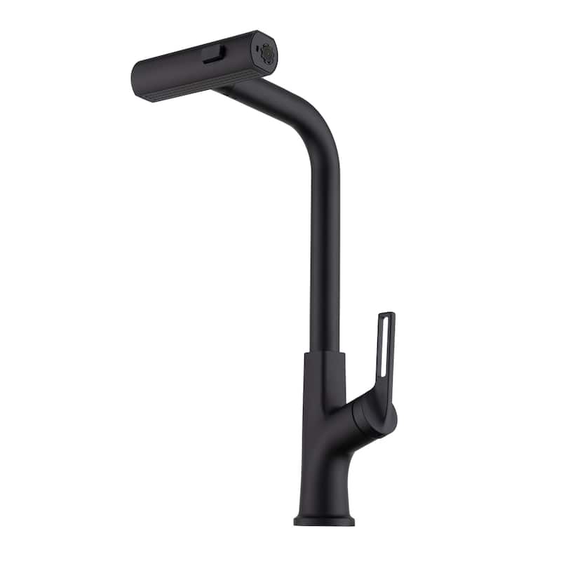 Single Handle Pull Out Kitchen Faucet Modern Single Hole Commercial Kitchen Sink Faucets with Pull Down Sprayer Matte Black - Matte Black
