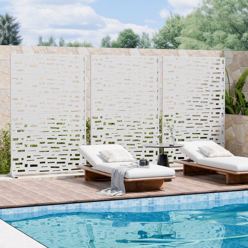 Outdoor Metal Privacy Screen Fence Panel Set of 2