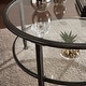 preview thumbnail 6 of 11, SEI Furniture Glenn Distressed Black Metal Round CoffeeTable with Glass Top and Shelf