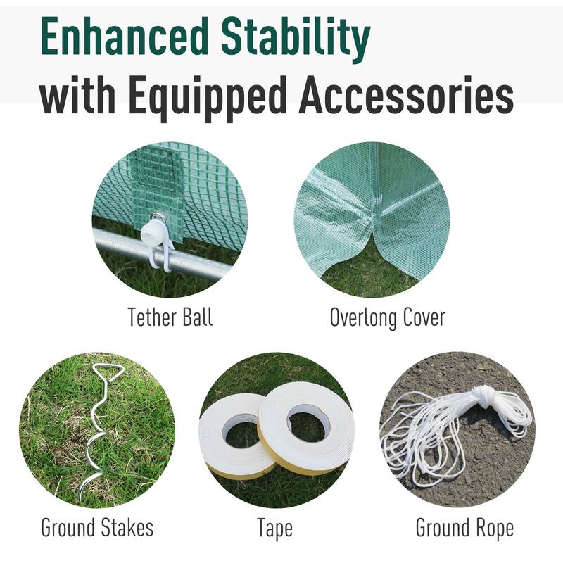 Outsunny Green PE/ Steel 20-foot Freestanding Walk-In Tunnel Greenhouse