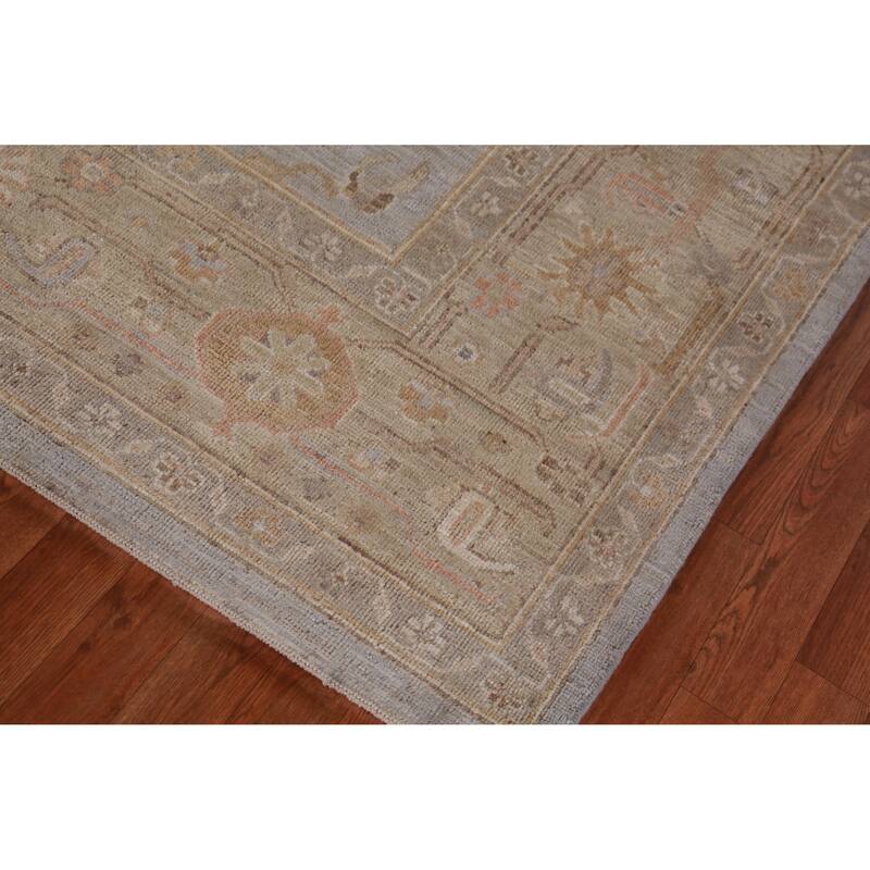Hand Knotted Oriental 100% Wool Carpet Transitional All-Over Greys & Charcoal Oushak Area Rug - 11' 10'' X 8' 10''