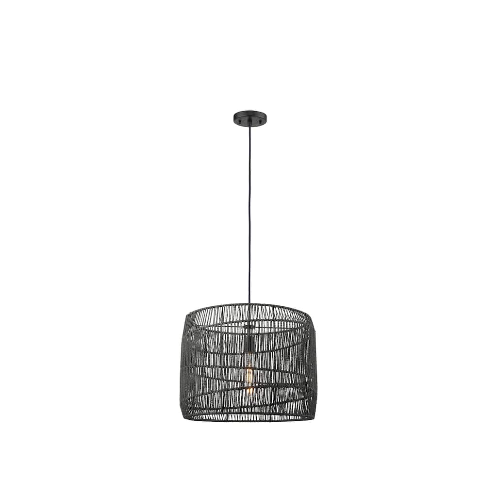 Innovations Lighting Elwood - 1 Light 18" Cord Hung Pendant - Matte Black Finish - Matte Black Shade