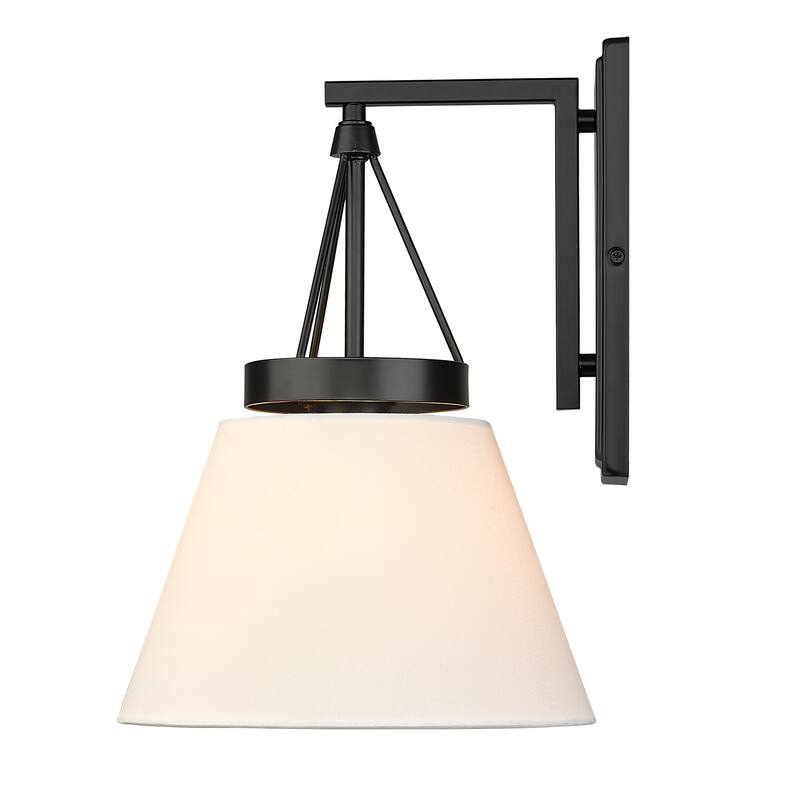 Golden Lighting Penn 1-light Wall Sconce in Matte Black and Modern White shade