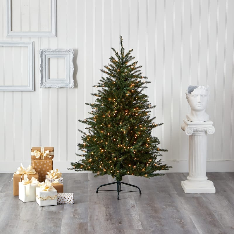 5' Pre-Lit Napa Valley Fir Artificial Christmas Tree, Clear LED Lights - 5 Foot
