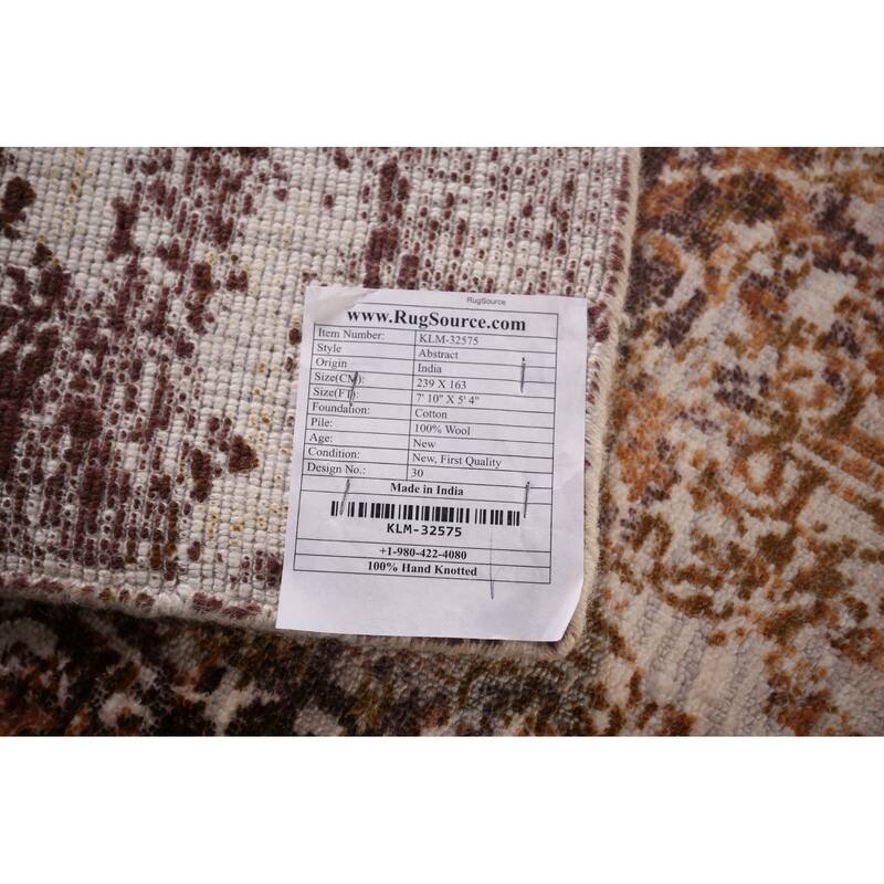 All-Over Abstract Modern Area Rug Hand-Knotted Wool Carpet - 5'4" X 7'10"
