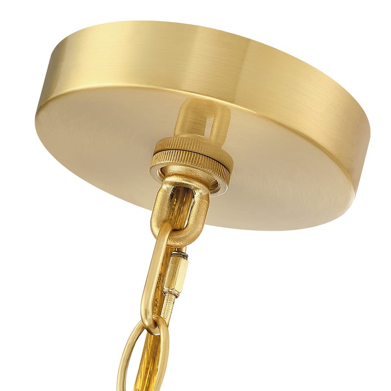 Jillian 4-Light Rattan Drum Chandelier Light with Brass Canopy - 18'' W