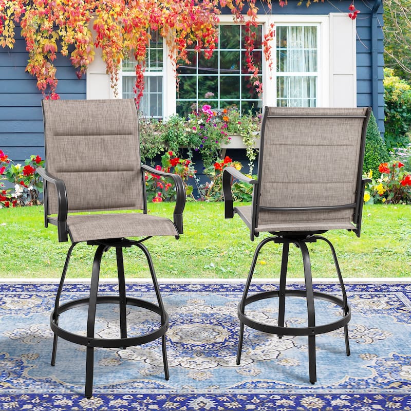 Futzca Patio Swivel Bar Bistro Set or Swivel Bar Stools - Set of 2 - PaddedTaupe