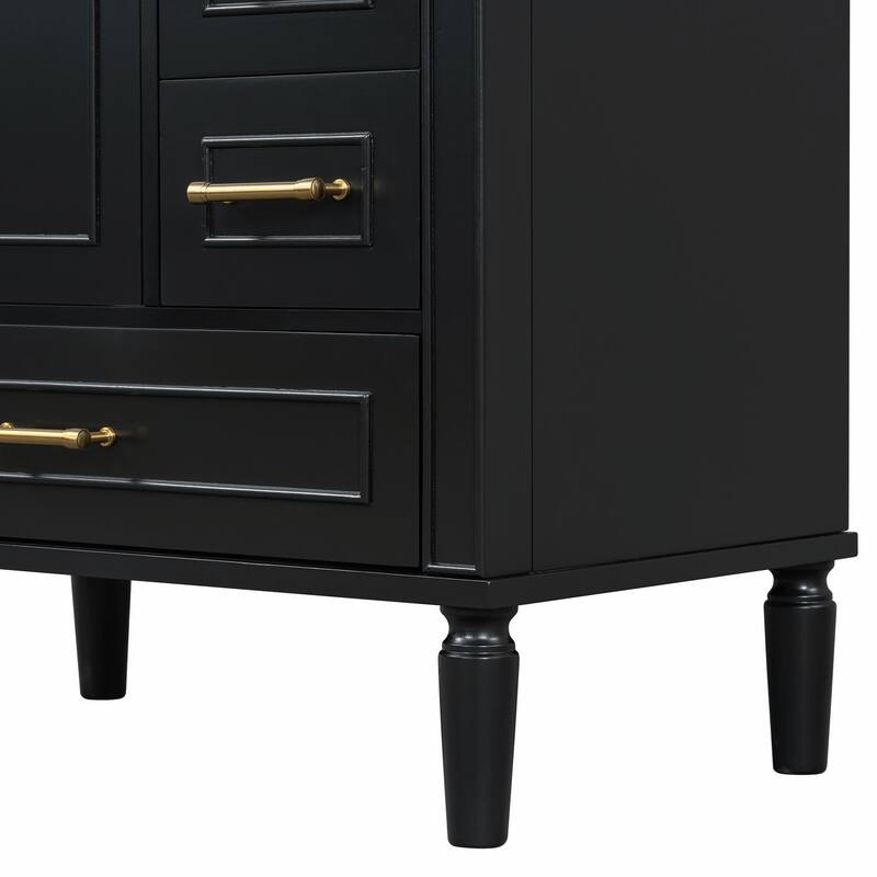 30" Bathroom Vanity with Ceramic Sink, Soft-Close Door, Built-in Shelf & Ample Storage