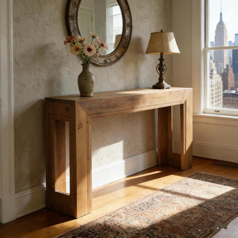 63" Solid Wood Console Table, Narrow Entryway Table For Entrance ,Living Room