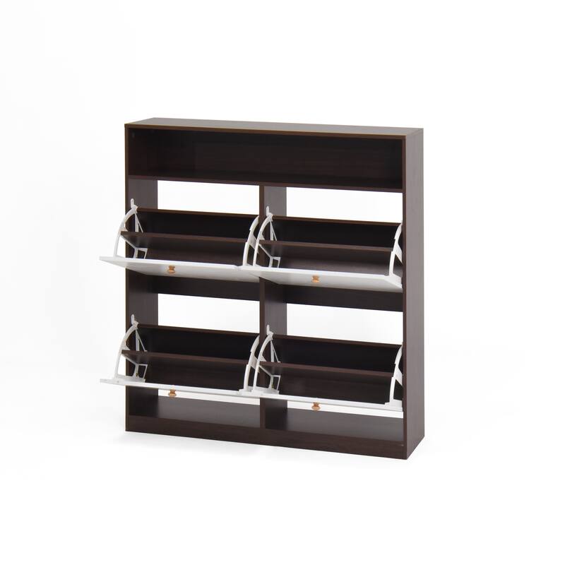 Shoe Storage Cabinet with 4 Flip Drawers , Shoe Rack Organizer Cabinet with wooden
