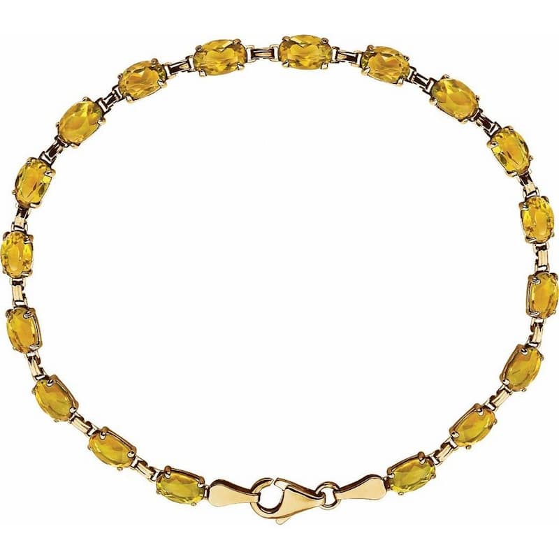 Curata 14k Yellow Gold Citrine Citrine 7.25 Inch Bracelet