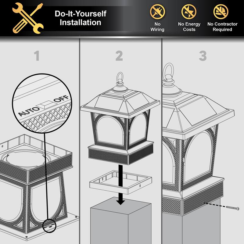 Classy Caps Edison Solar Lantern/Post Cap - 7 X 7