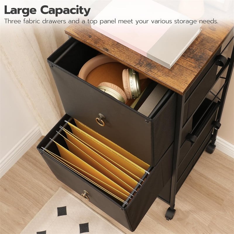 3-Drawer File Cabinet - 15.7"D x 15.7"W x 38.1"H