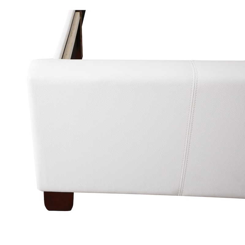 Twin Bed Frame with Padded Headboard - HomeStock Attic Style Bed, White Finish